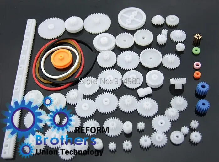 Новый пакет 60 шт. много Пластик Шестерни стойки шкив ремень червь одно-и дважды