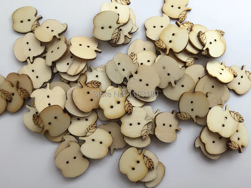 

300 pcs/lot Wooden mixed apple Shape DIY Buttons Cardmaking Scrapbooking Home Decor Crafts