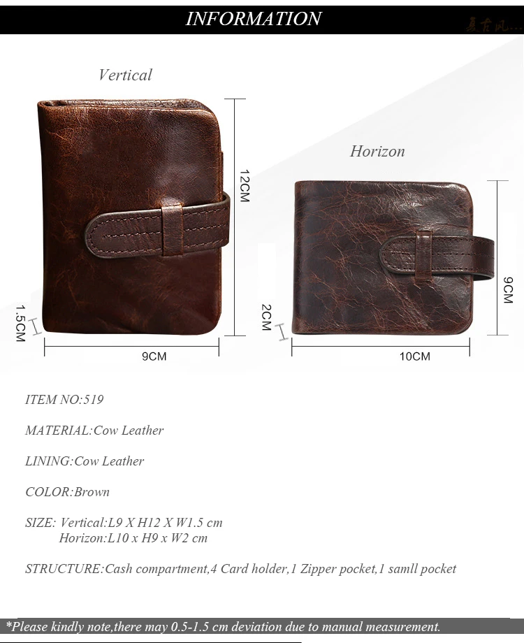 Cowhide Genuine Leather Men Walles Small Vintage Men's Wallet Case Card Holder Clutch Bag Male Coin Purse For | Багаж и сумки
