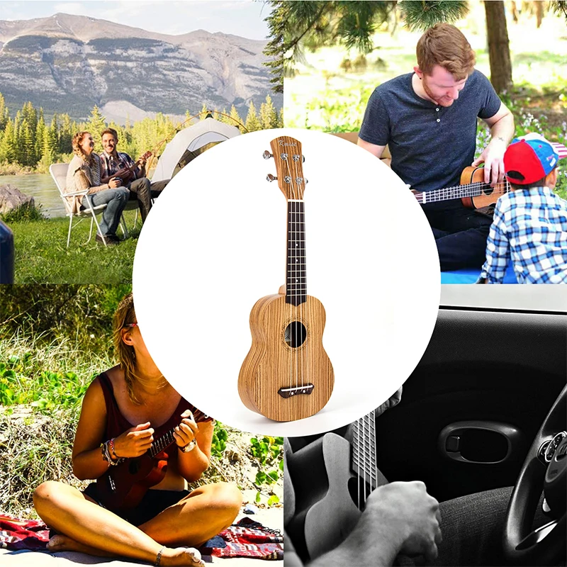 Укулеле сопрано 21 дюйм Zebrawood 4-струнная Гавайская гитара с тюнером Gig Bag | Спорт и
