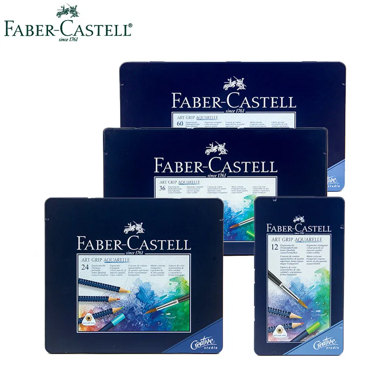 Faber Castell 12/24/36/48/60 Цвета Синий Железный ящик Профессиональный растворимые в воде