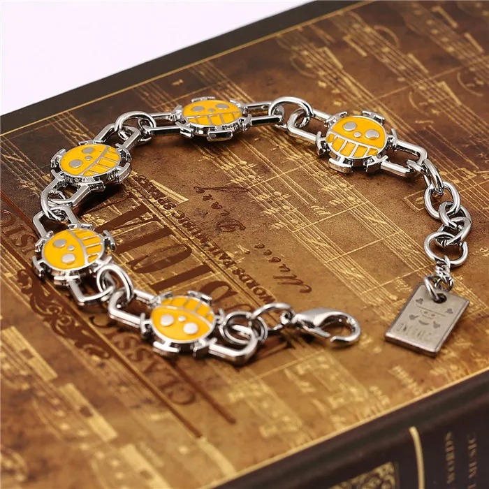 12 шт./лот цельный браслет желтые и черные браслеты со смайликом Trafalgar Law