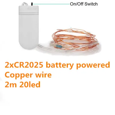 CR2025 battery 20LED Светодиодный фонарь 2-10 м светодиодный аккумулятор для рождественской гирлянды вечерние, свадебные украшения Рождественские мигающие сказочные огни наружные водонепроницаемые - Испускаемый цвет: CR2025 battery 20LED