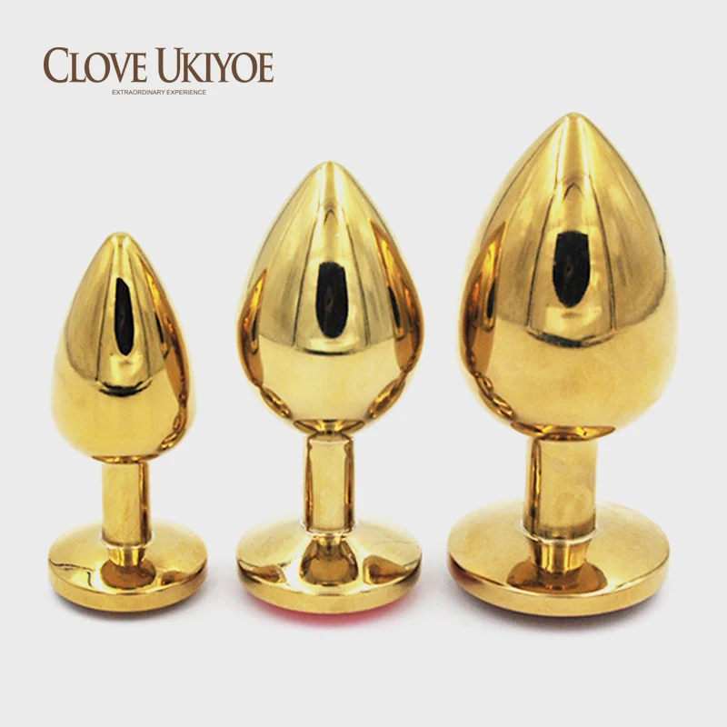 Позолоченные Стразы из нержавеющей стали металлическая Анальная пробка