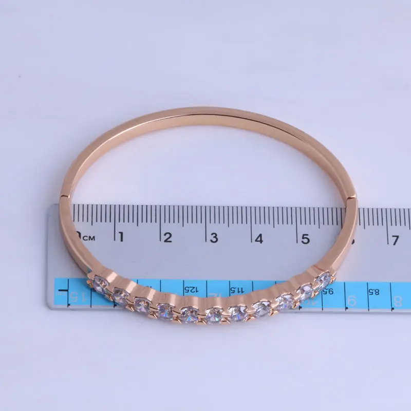 Love Monologue Beautiful AAA White Cubic Zirconia Yellow Gold Color Bangles for Wedding Diameter 6 CM X0485 Free Gift Bag | Украшения и