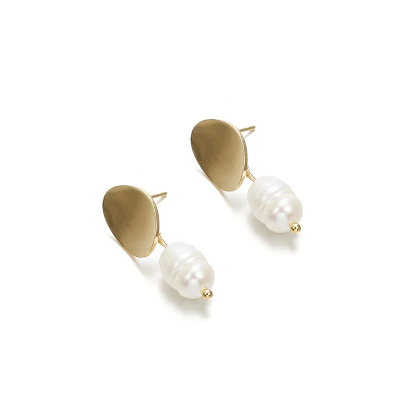Korean Style Simple Simulated Pearl gold Color Round earrings Geometric Irregular Oval drop Earring Women Gift jewelry | Украшения и