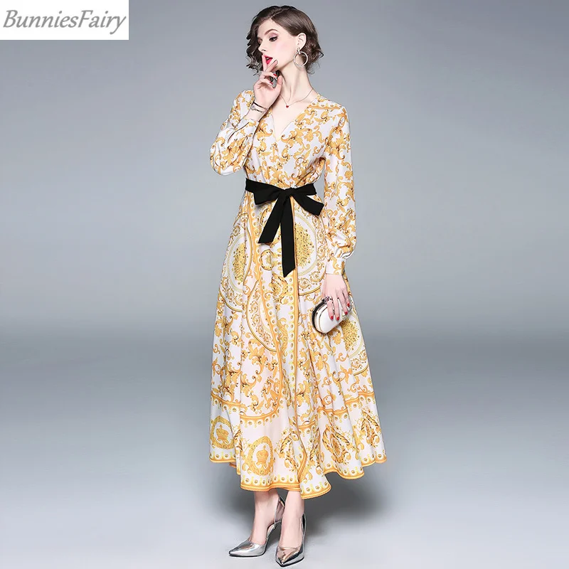 BunniesFairy 2019 Весна Леди Элегантный Королевский Винтаж Ретро Золотой барокко Пейсли
