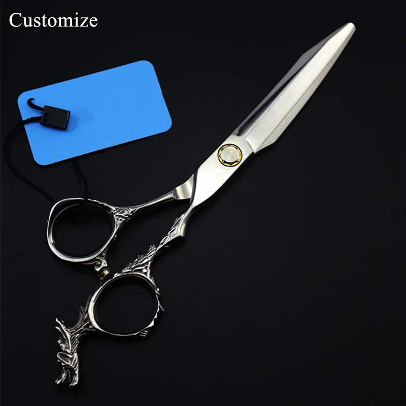 

Customize logo japan 440c 6'' DRAGON cut hair salon scissors cutting barber makas scissor Thinning shears hairdressing scissors