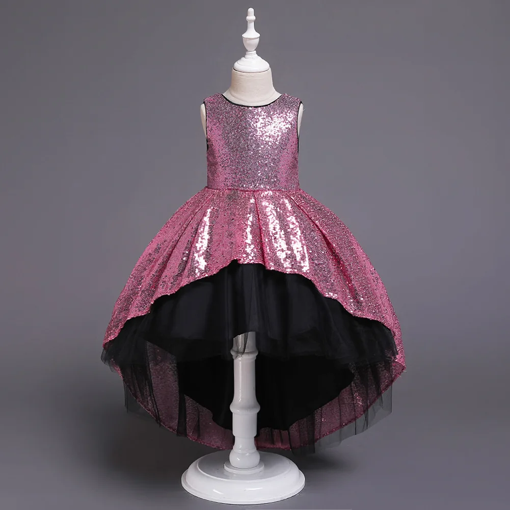 

Children Bling Bling Tailed Dress For Girls 2-10 Years Party Wedding Evening Layered Dress Prom Ball Gown Children's Day Gift