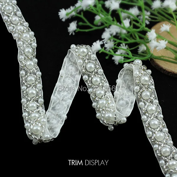 Жемчужное Бисерное Кружево Стразы Венецианская вышитая кружевная Лента отделка