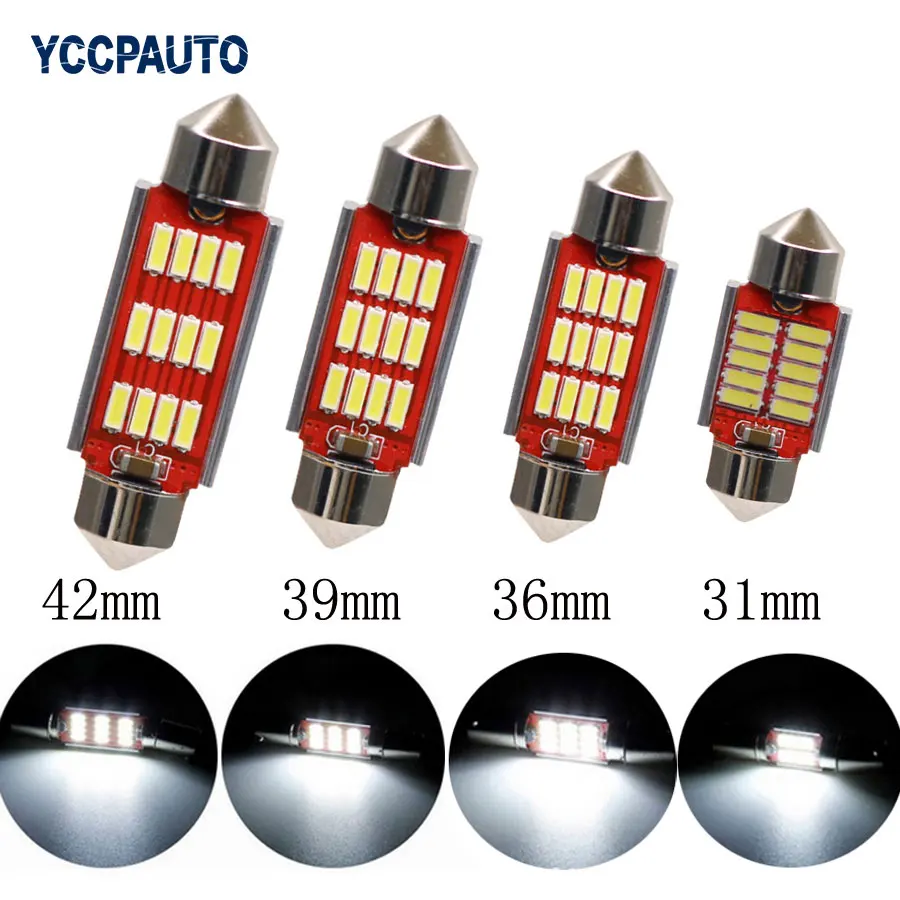Festoon Xenon White C5W C10W SV8.5 лампа 4014 12SMD CANBUS без ошибок для автомобиля купольсветильник