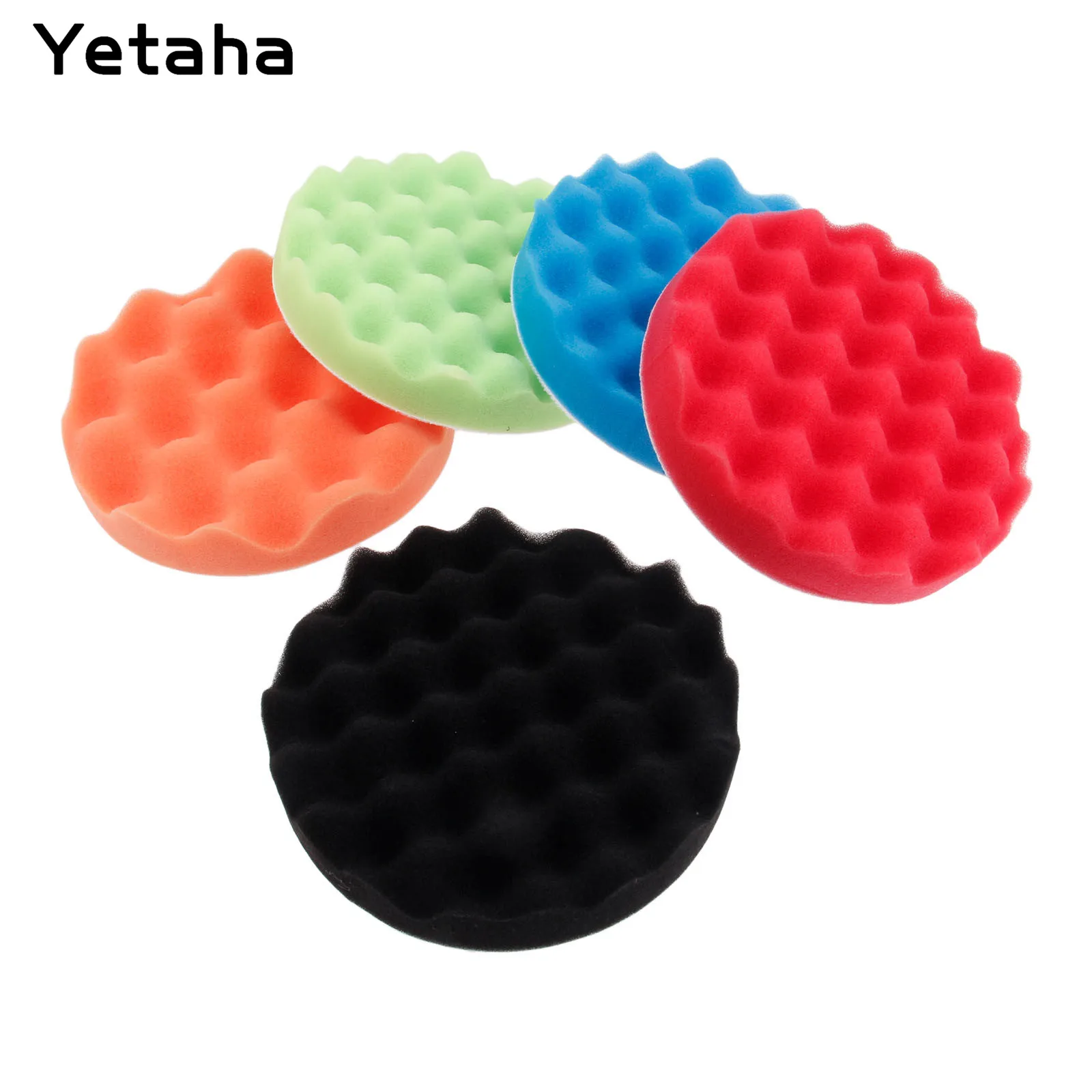 

5Pcs 6" 7" 150/180mm Buffing Polishing Sponge Pads Kit Car Polisher Soft Wave Foam Waffle Pad Car Wash Cleaning Detailing Tool