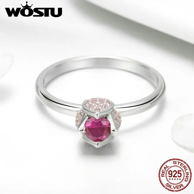 WOSTU, подлинные, 925 пробы, серебряные, Обручальные, на день рождения, красные, Blssom с вами, кольца для женщин, бренд, хорошее ювелирное изделие, подарок FIR455