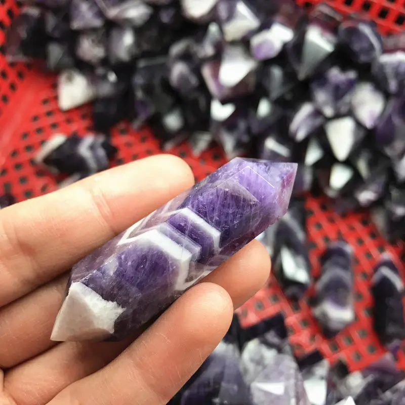 10 шт. натуральный аметист мечты обелиск кварц Хрустальная палочка двойная точка
