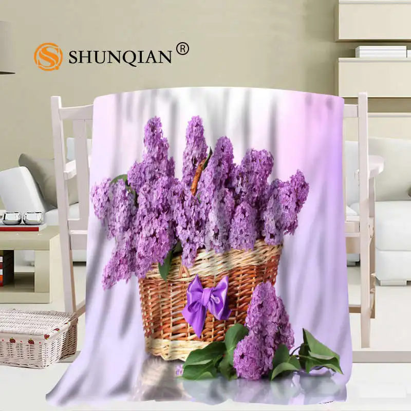 Prezzo Personalizzato Viola Lilla Fiori Coperta Morbida Immagine Fai Da Te Decorazione Camera Da Letto Dimensioni 56x80 Pollici, 50X60Inch,40X50Inch A7.10