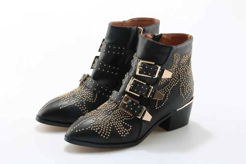 Bottes femme; Роскошные ботильоны для женщин Susanna с кристаллами; зимняя обувь для офиса; Ботинки martin; ботинки в байкерском стиле на не сужающемся книзу массивном каблуке