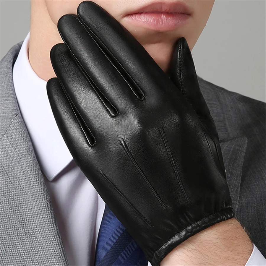 Autumn And Winter Leather Gloves Men'S Short Leather Gloves Men'S Driving Warm And Thin Models NM792B-5