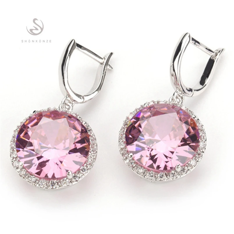 Женские серьги SHUNXUNZE розовые фиолетовые голубые радужные с фианитом R146 R486 R737 R749