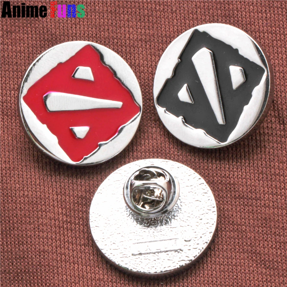 2 Colors Game Dota Logo Pin Badge Brooch Silver Tone Red Black Enamel Charm Gift Fans Jewelry drop-shipping Wholesale | Украшения и