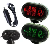 Car Auto Voltmeter Thermometer Electronic Alarm Clock 12V Digital LCD Green Orange LED Light display Volt Meter Gauge Universal