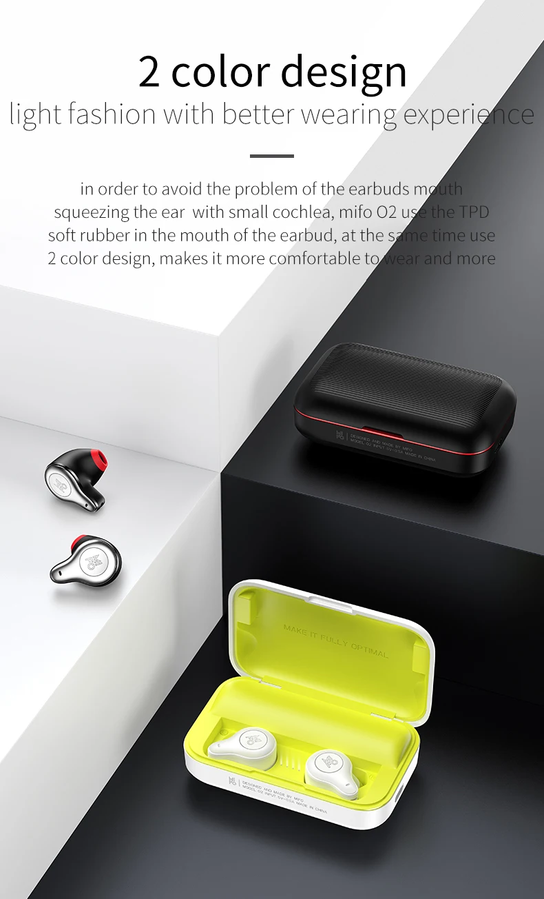 Mifo O2 TWS 5,0 Bluetooth настоящие Беспроводные наушники с сенсорным управлением спортивные наушники 3D стерео бас с зарядным устройством