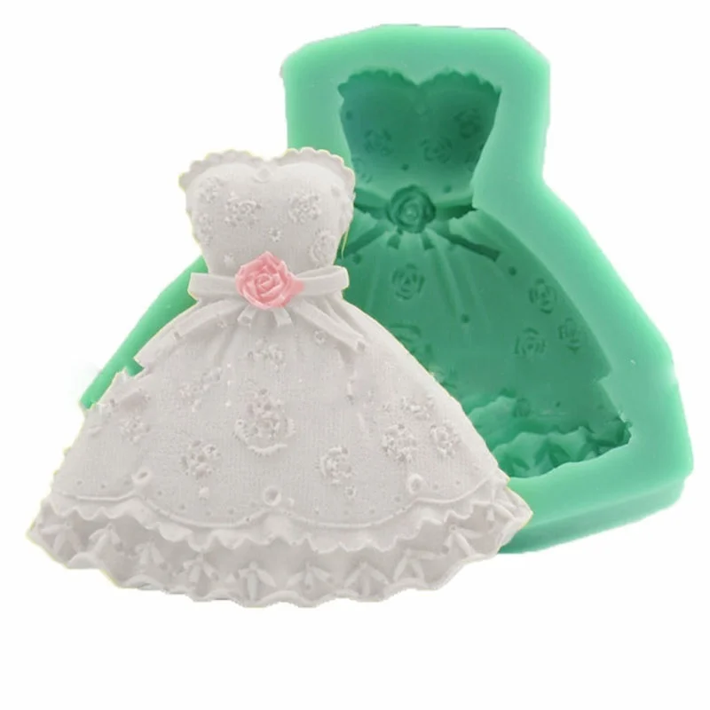 Горячая новинка Пищевая силиконовая форма 3D платья помадка инструмент для