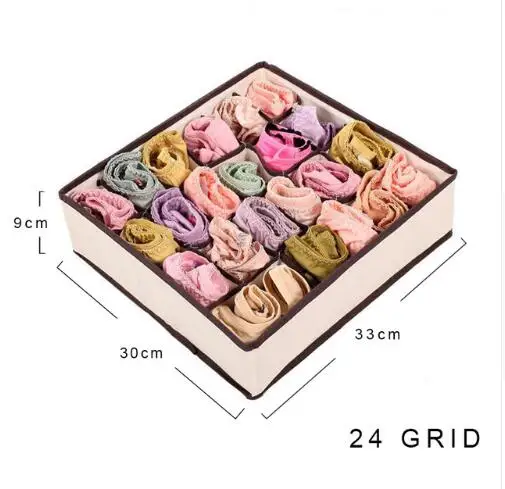 24 Grid Многоразмерный органайзер для нижнего белья, бюстгальтеров, ящиков для хранения нижнего белья, шарфов, носков, бюстгальтеров, ящиков для домашнего хранения, Органайзер - Цвет: 24 Grid