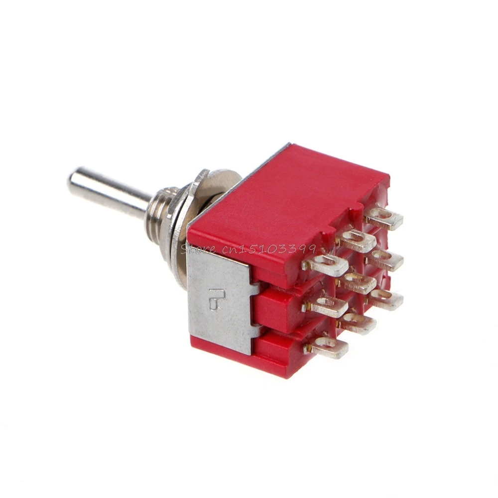 Красный 9-контактный ВКЛ-ВЫКЛ-ВКЛ 3 позиционный Мини тумблер AC 6A/125V 3A/250V