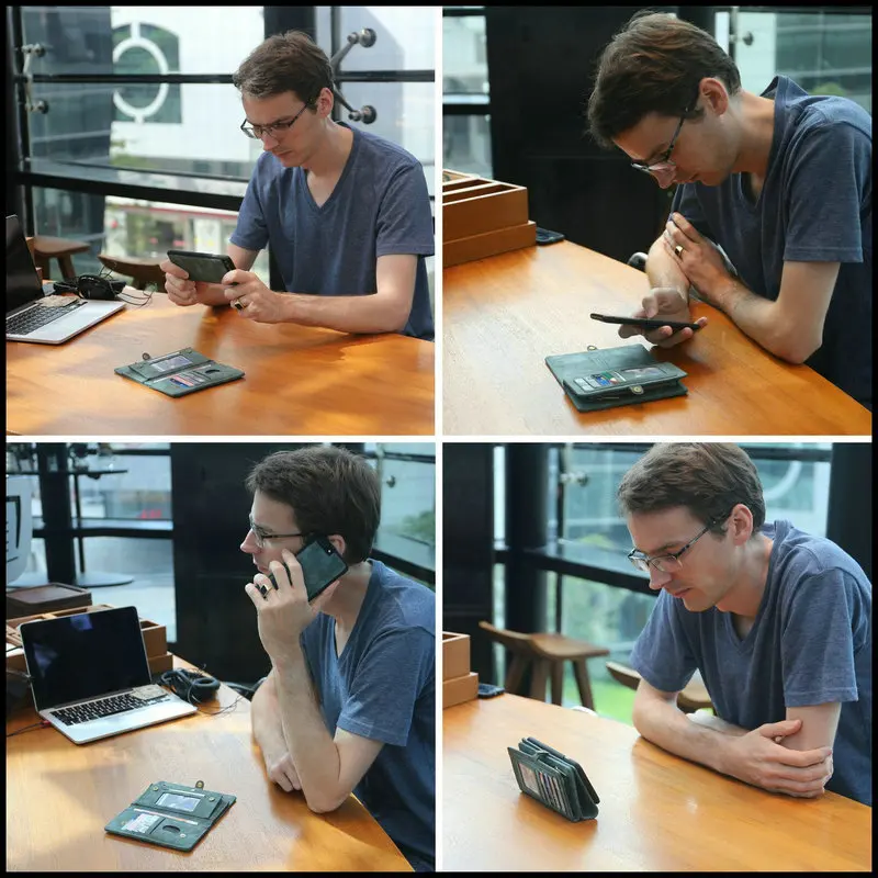 CaseMe бумажник для iPhone Xs конечной функциональной все в одном ручной работы кожа