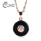 Ожерелье из розового золота 2019 пробы с круглой подвеской, гладкое керамическое ожерелье, свадебное ювелирное изделие с бесплатной цепочкой в подарок