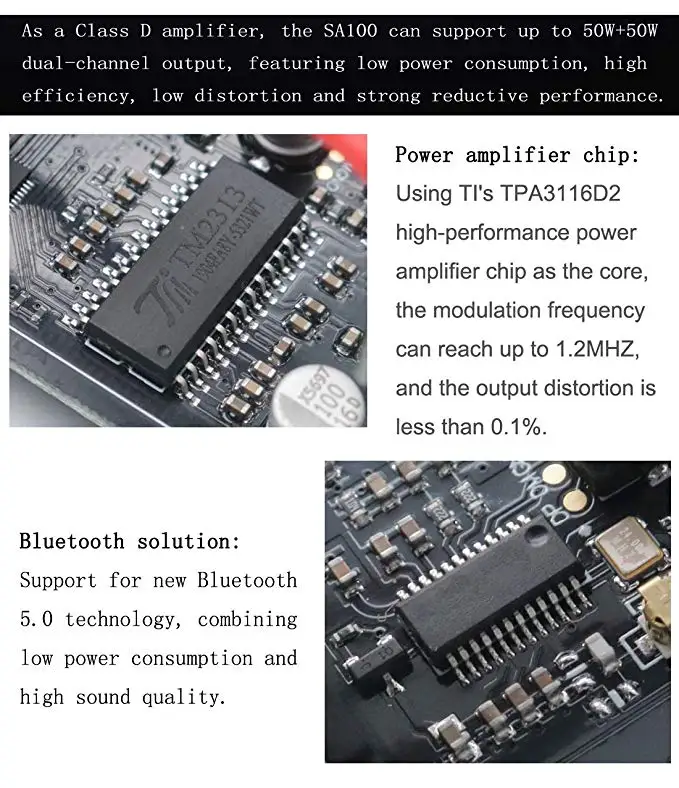 SMSL SA100 усилитель звука bluetooth 50 Вт+ 50 Вт TPA3116D2 усилитель мощности цифровой Hi-Fi аудио стерео усилитель