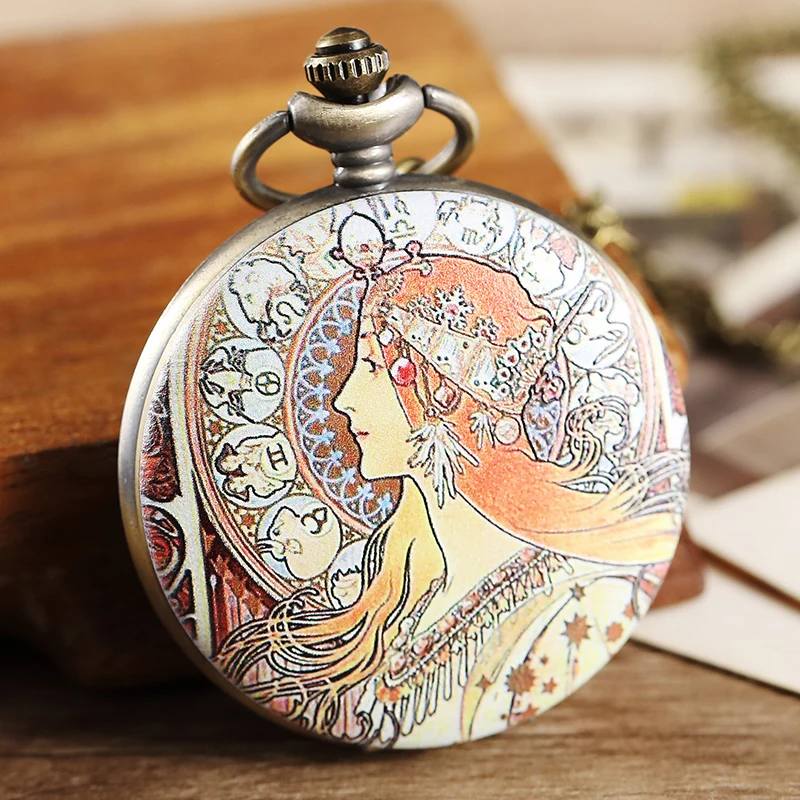 Женские винтажные карманные часы Alphonse с цепочкой и подвеской-брелоком масляной