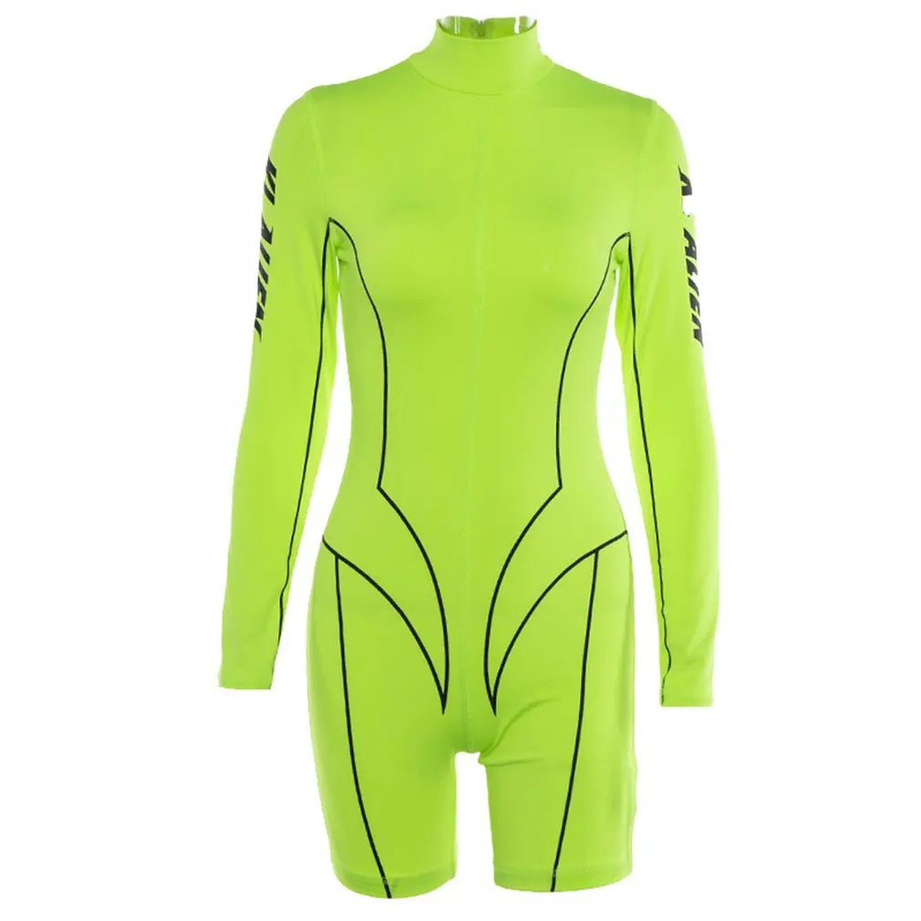 Женский водолазка с длинным рукавом комбинезон для фитнеса В Полоску Пэчворк