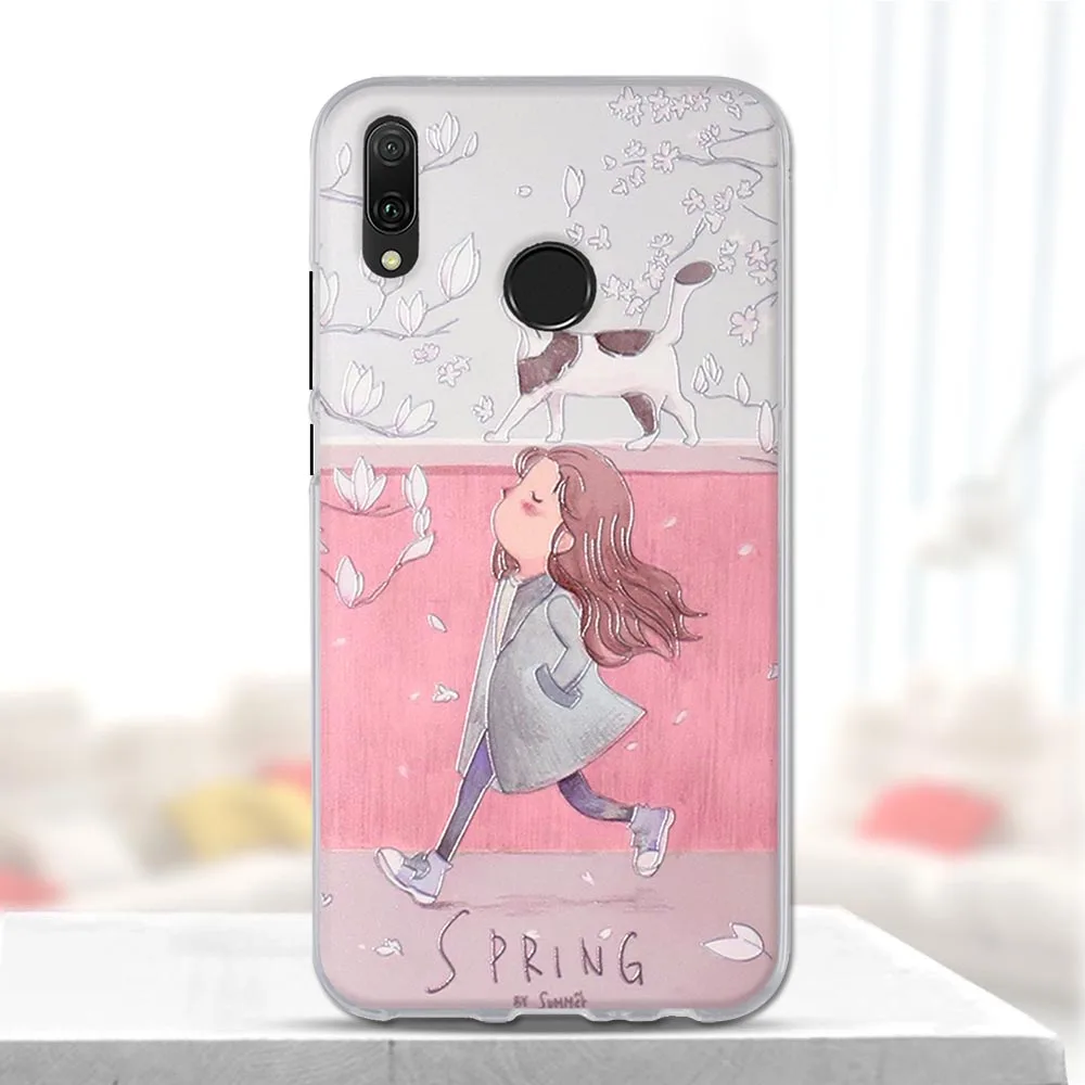 Силиконовый чехол для Huawei Y9 2019 мягкий из ТПУ Y 9 дюймов искусственные рисунки