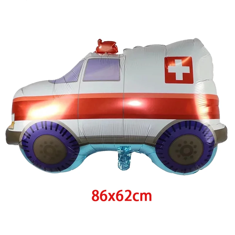 ambulance Большой строительный воздушный шар из алюминиевой фольги, инженерный грузовик, поезд, детские украшения на день рождения, подарок для мальчиков, игрушки «автобус» - Цвет: ambulance