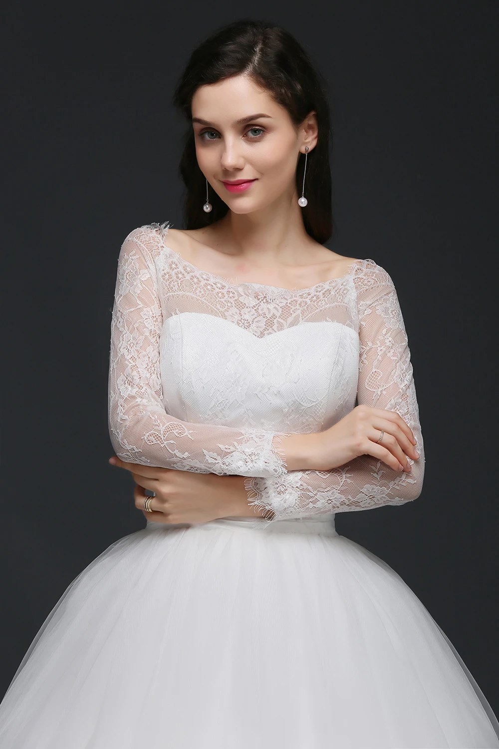Настоящий образец 2019 Vestido De Noiva princesa бальное платье кружевное с длинным рукавом