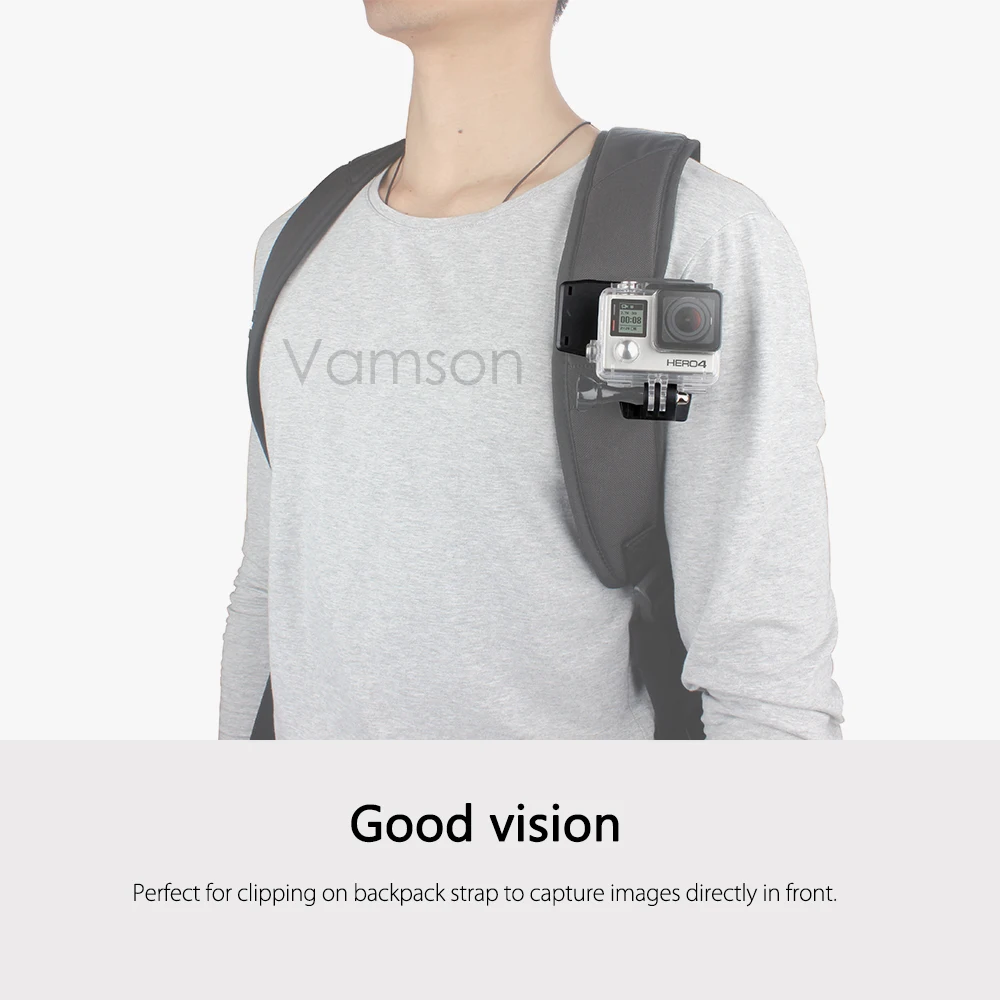 Vamson for Gopro 8 7 6 5 session Accessories Backpack Clip 360 Degree Rotatable Fixed Bracket Base for DJI OSMO for Yi 4K VP526