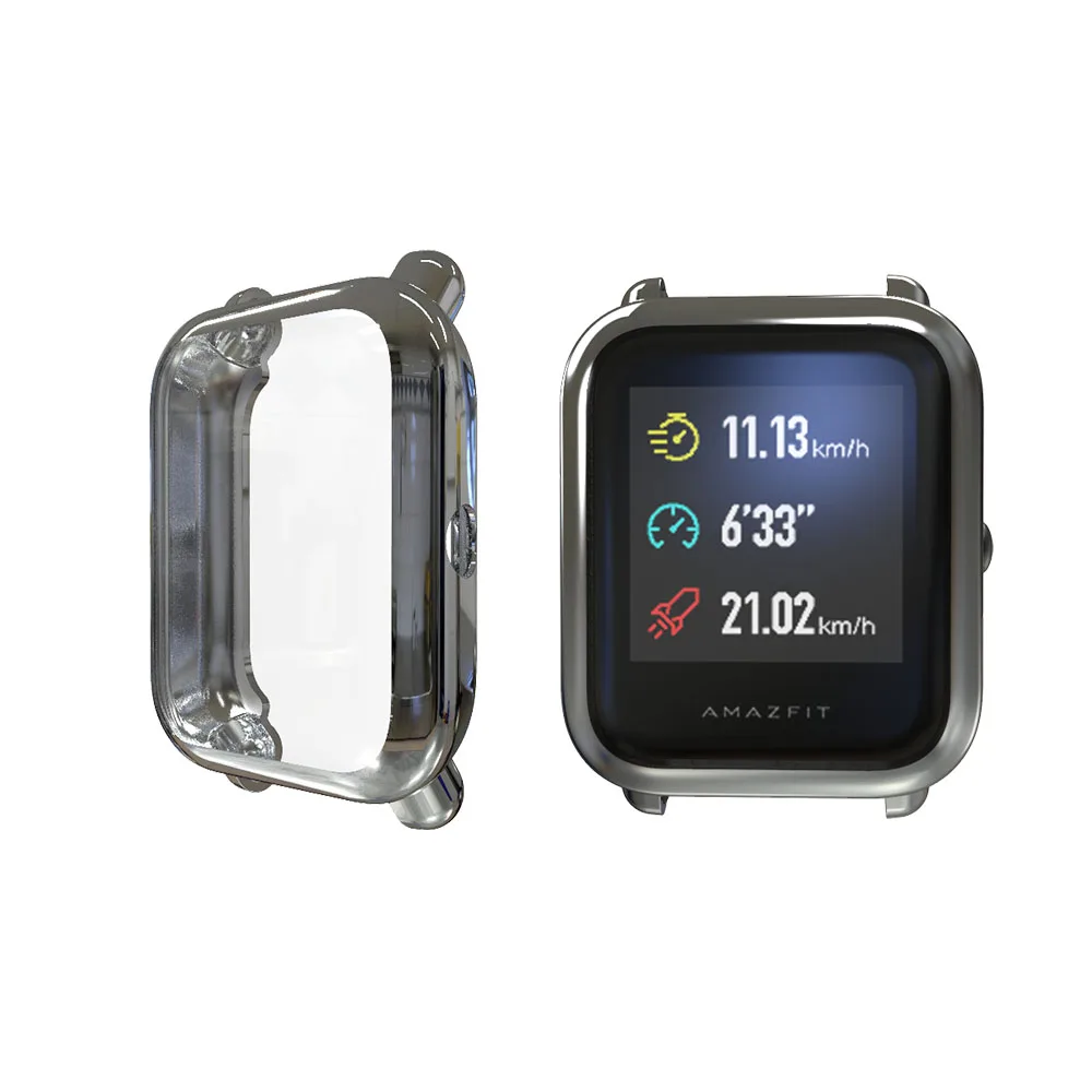 Gray Чехол для Huami Amazfit Bip Lite, чехол для часов, сменная крышка, защитная оболочка для Amazfit Bip, мягкий силиконовый чехол s, защита экрана - Цвет ремешка: Gray
