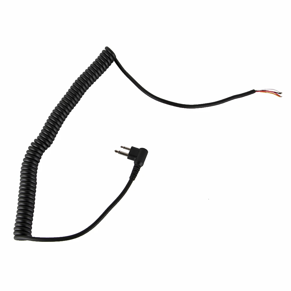 2pin 4 wire speaker mic cable spring line for motorola gp88s gp3688 gp2000 pmmn4013a walkie talkie microphone cable free global shipping
