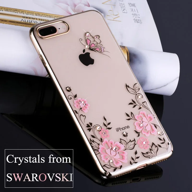 KINGXBAR для iPhone 8 7 Plus бабочка цветок Обложка кристаллы чехол телефона|case for iphone|for