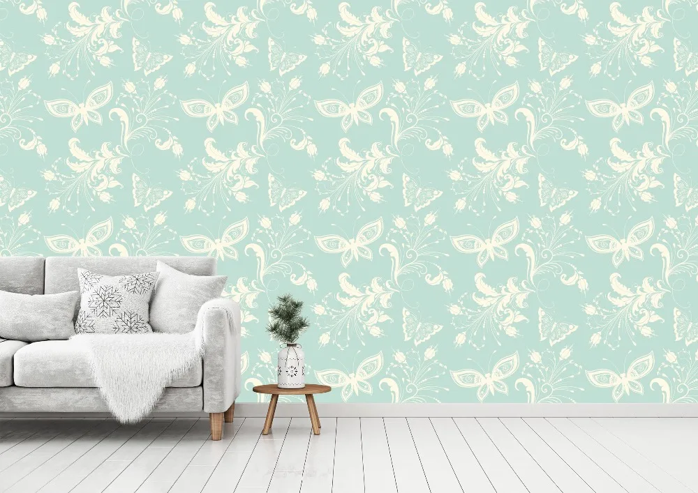 

[Self-Adhesive] 3D White Butterfly Blue Background 66 Wall Paper mural Wall Print Decal Wall Murals