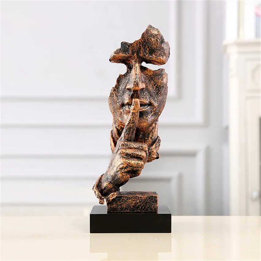 Ретро Смола Thinker статуя ремесла жизни украшения для комнаты тишина золото Thinker скульптура украшения дома аксессуары Подарки