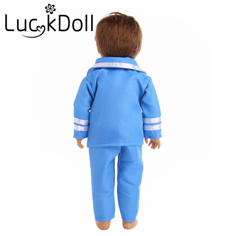 Пижама LUCKDOLL с воротником в морском стиле подходит для 18-дюймовых американских