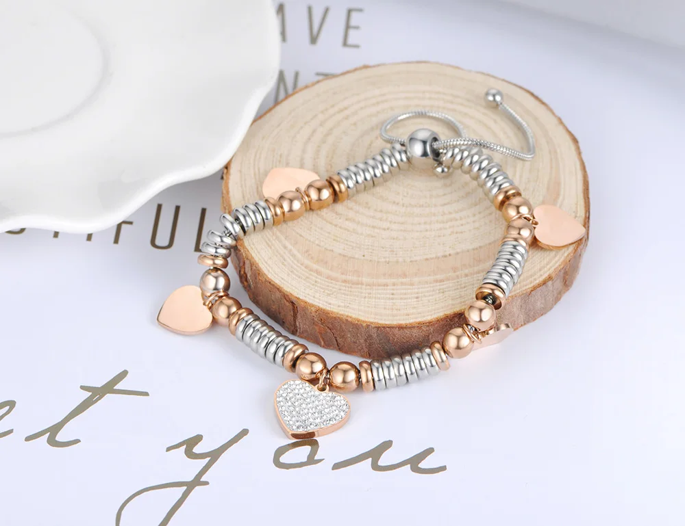 Браслеты с бусинами из нержавеющей стали со звездой сердцем бабочкой слоном