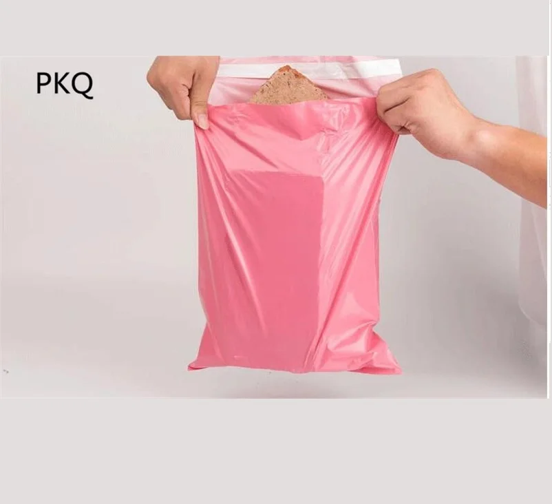 100 шт. новейшие курьерские Сумки розовые Самоклеющиеся пластиковые пакеты для