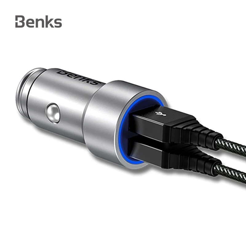 Benks C26 автомобиля Зарядное устройство с двумя портами USB 3.4A зарядки мобильного