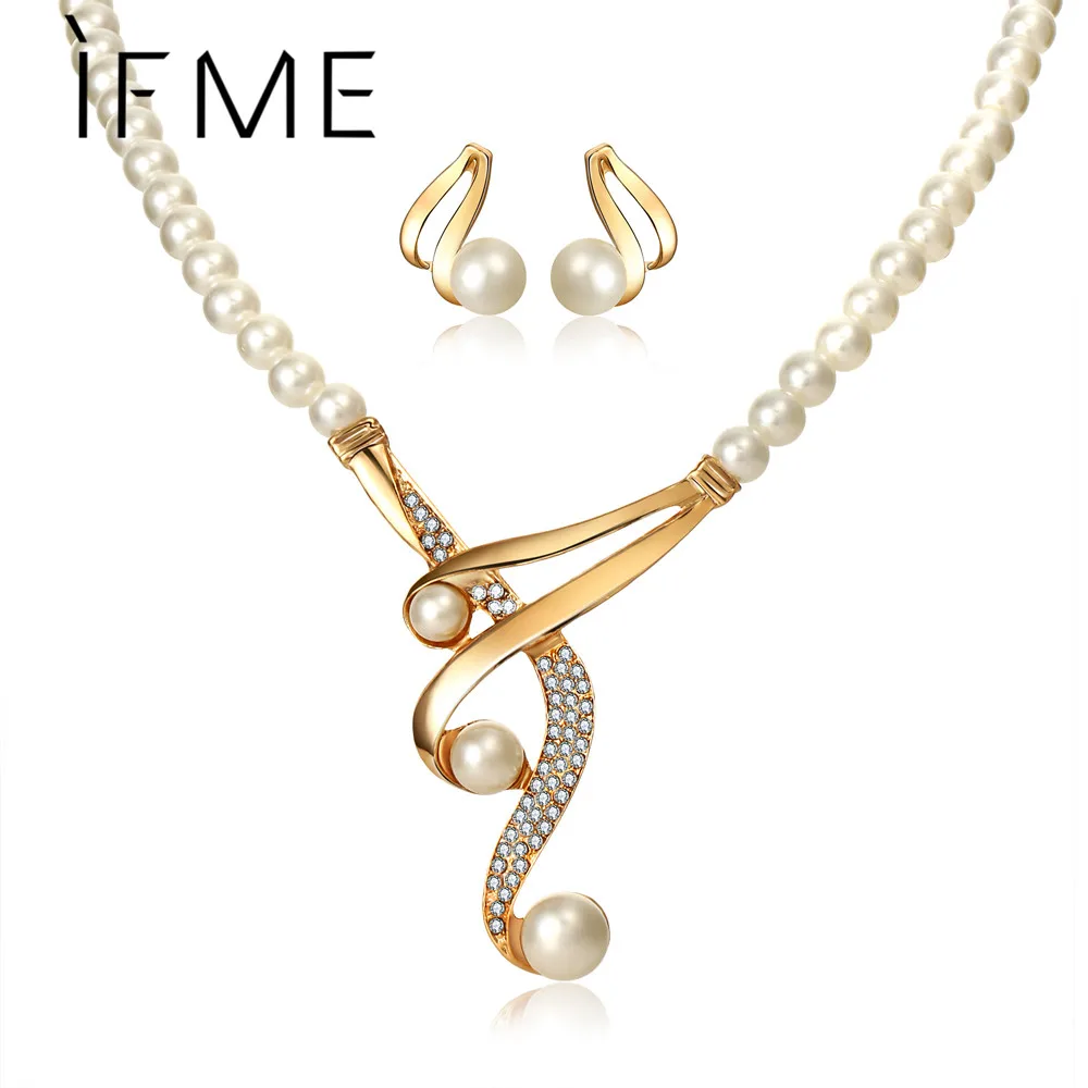 IF ME Свадебный комплект ювелирных изделий из искусственного жемчуга для невесты