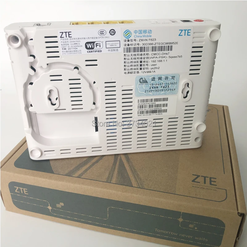 Бесплатная доставка ZTE F623 FTTH GPON ONU fiber optica 6 0 ONT роутер с 1GE + 3FE голос WIFI USB английская