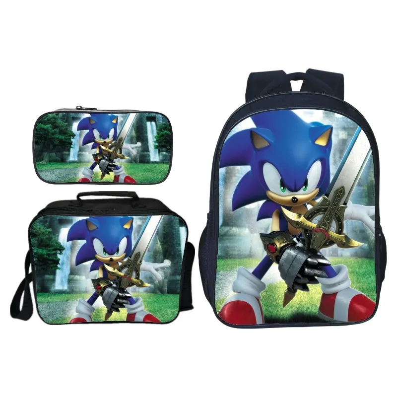 2 3 шт./компл. Sonic зубная щётка тени рюкзаки для детей с принтом с героями мультфильмов школьные сумки для мальчиков и девочек начальной школы школьный студенты костюм рюкзаки подарки - Цвет: 2