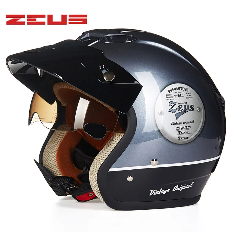 grey brand TAIWEN ZEUS moto rcycle открытый шлем солнцезащитные очки прочные Ретро Винтажные шлемы шлем мото точка одобренный скутер велосипедный шлем - Цвет: grey brand